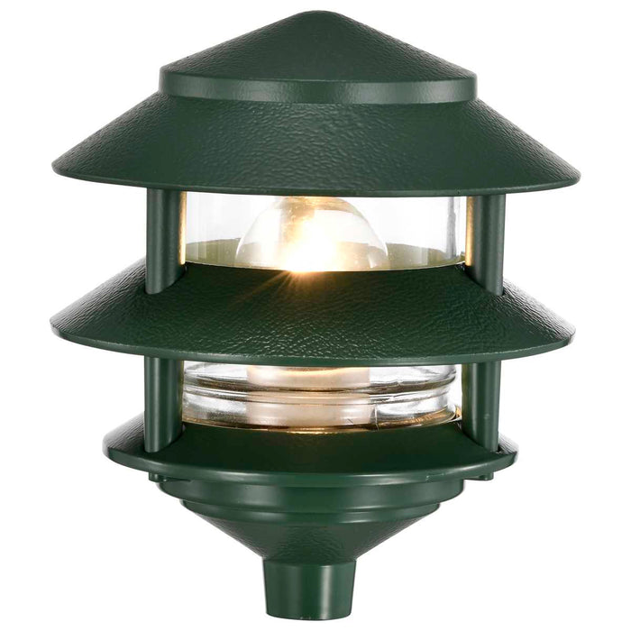 Post Lantern Nuvo SF77-323 Pagoda Garden Fixture - Small Hood - 1 light - 2 Tier - Green Finish Nuvo