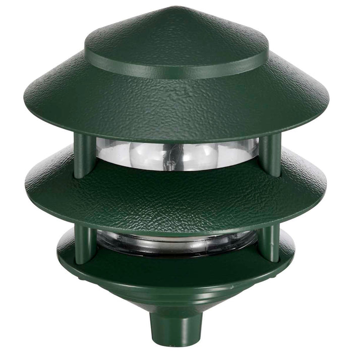 Post Lantern Nuvo SF77-323 Pagoda Garden Fixture - Small Hood - 1 light - 2 Tier - Green Finish Nuvo