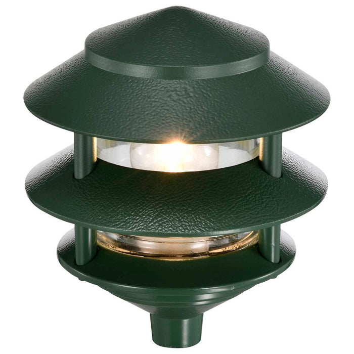 Post Lantern Nuvo SF77-323 Pagoda Garden Fixture - Small Hood - 1 light - 2 Tier - Green Finish Nuvo