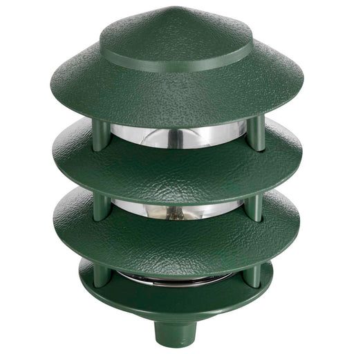 Post Lantern Nuvo SF77-324 Pagoda Garden Fixture - Small Hood - 1 light - 3 Tier - Green Finish Nuvo