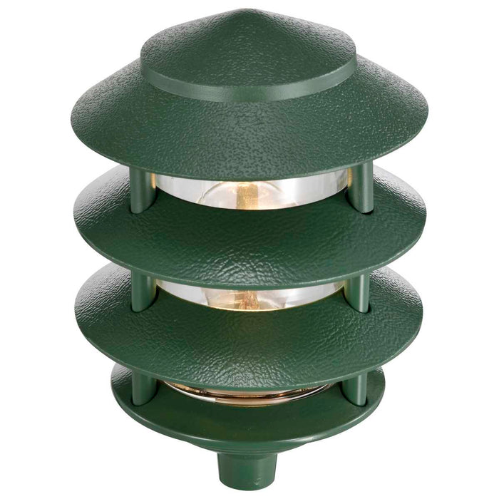 Post Lantern Nuvo SF77-324 Pagoda Garden Fixture - Small Hood - 1 light - 3 Tier - Green Finish Nuvo