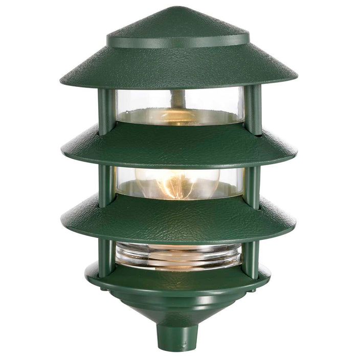 Post Lantern Nuvo SF77-324 Pagoda Garden Fixture - Small Hood - 1 light - 3 Tier - Green Finish Nuvo