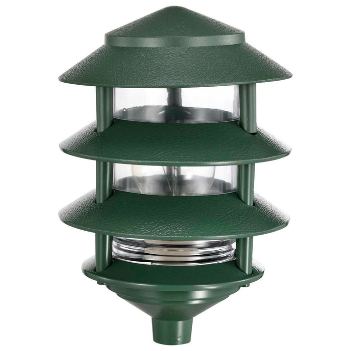 Post Lantern Nuvo SF77-324 Pagoda Garden Fixture - Small Hood - 1 light - 3 Tier - Green Finish Nuvo