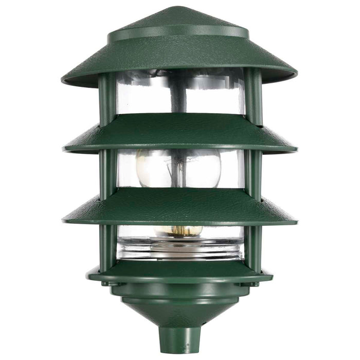 Post Lantern Nuvo SF77-324 Pagoda Garden Fixture - Small Hood - 1 light - 3 Tier - Green Finish Nuvo