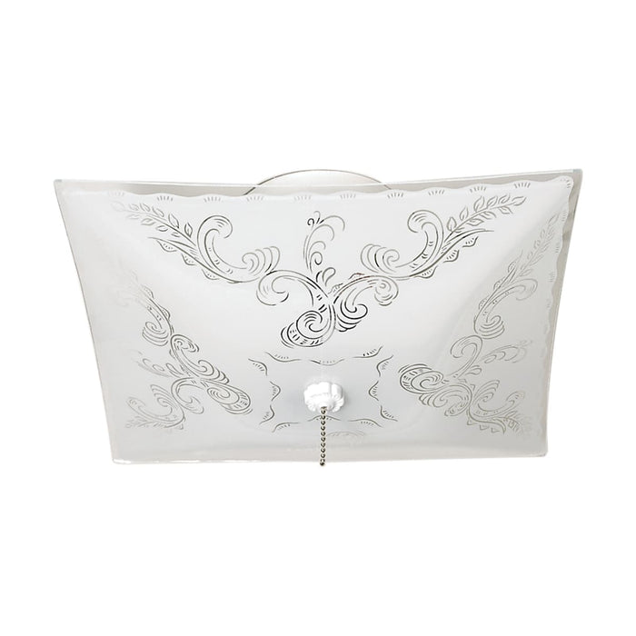 Flush Mount Nuvo SF77-392 2 Light - 12" - Ceiling Fixture - Square Floral / with Pull Chain - White Finish Nuvo