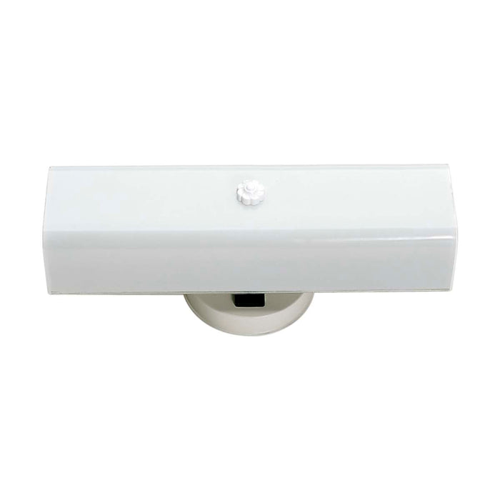 Vanity Nuvo SF77-990 2 Light - 14" Vanity with White "U" Channel Glass with Convenience Outlet - White Finish Nuvo