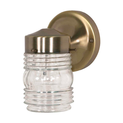 Wall Lantern Nuvo SF77-995 1 Light - 6" Wall - Mason Jar with Clear Glass - Antique Brass Finish Nuvo