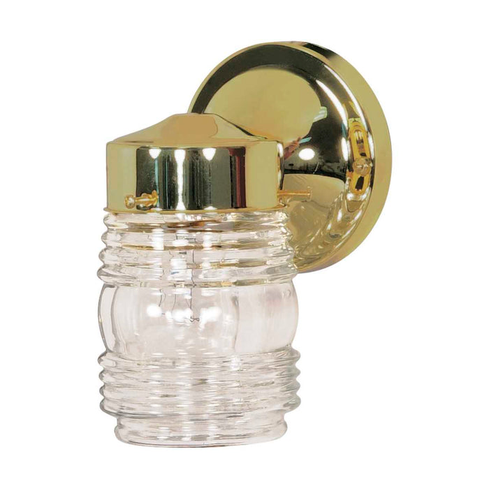 Wall Lantern Nuvo SF77-996 1 Light - 6" Mason Jar with Clear Glass - Polished Brass Finish Nuvo