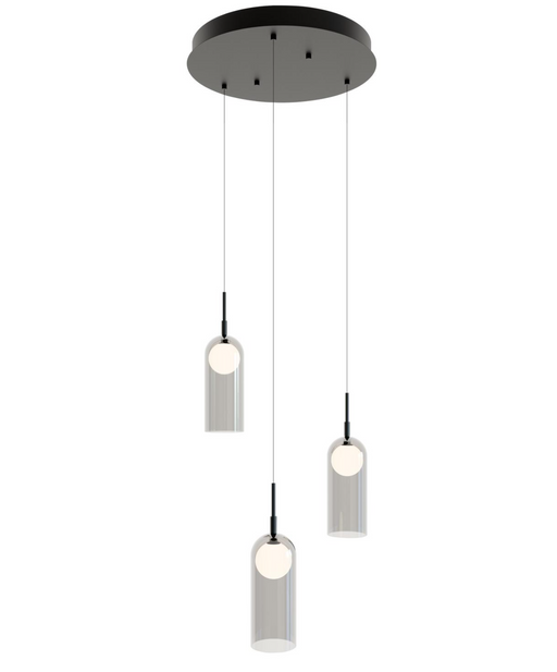 LED Chandelier AFX Kiran 18 Inch Triple LED Pendant in Smoked Glass AFX