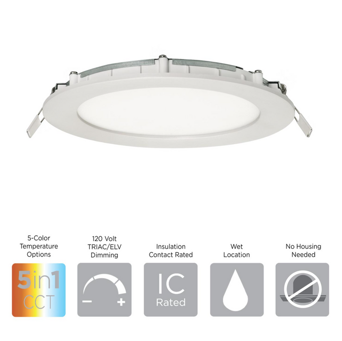 Recessed Downlight AFX Tuck 8" White Low Profile Recessed LED Downlight 5CCT AFX Lighting