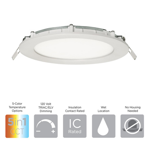 Recessed Downlight AFX Tuck 4" White Low Profile Recessed LED Downlight 5CCT AFX Lighting