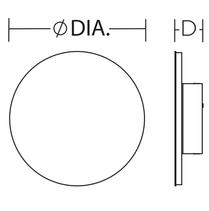 Technical drawing of a circle with dimensions labeled