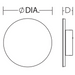 Technical drawing of a circle with dimensions labeled
