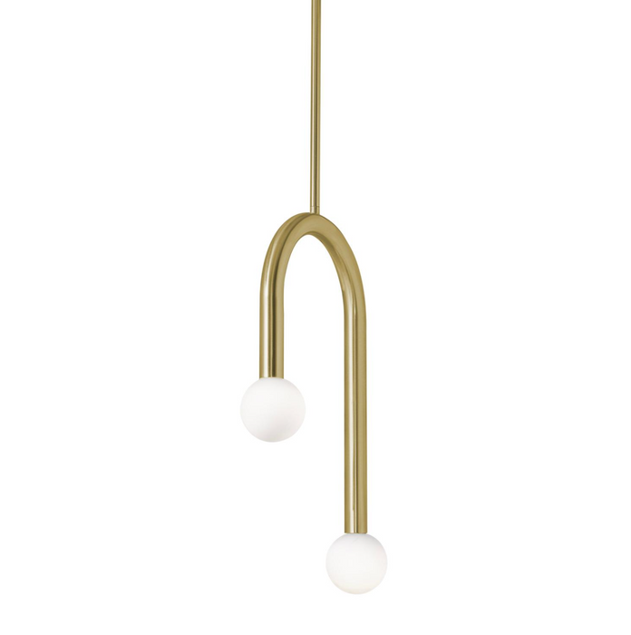 AFX Colette Dual Arm LED Pendant | 5CCT Selectable, White Glass Diffuser