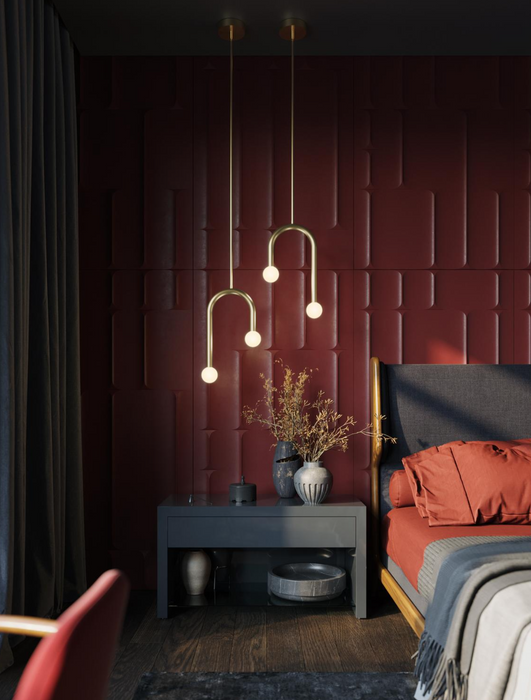 AFX Colette Dual Arm LED Pendant | 5CCT Selectable, White Glass Diffuser