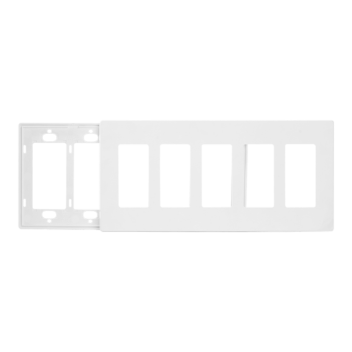TAN-D0070-5W-S 5-Gang Decorator Screwless Wall Plate - White