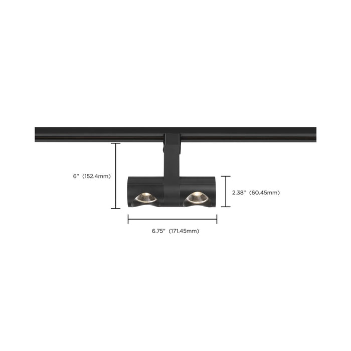 Track Head Nuvo TH481 LED - 24 Watt Track Head - Dual Pipe - Black - 36 deg. Beam Angle - H-Style Nuvo