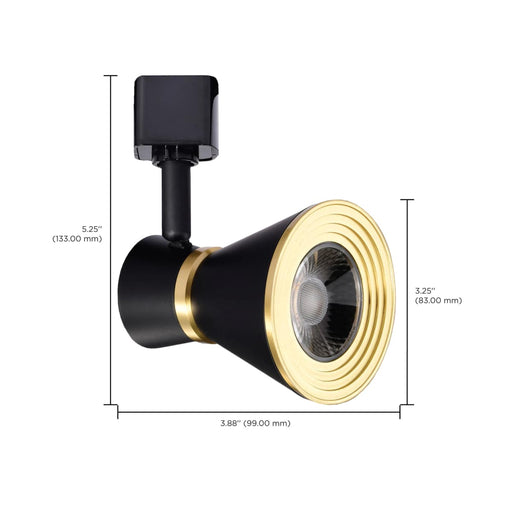 Track Head Nuvo TH633 12 Watt LED Cinch Track Head - 3000K - Matte Black and Brushed Brass Finish - H-Style Nuvo