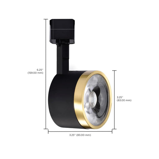 Track Head Nuvo TH635 12 Watt LED Track Head - Round - 3000K - Matte Black and Brushed Brass Finish - H-Style Nuvo