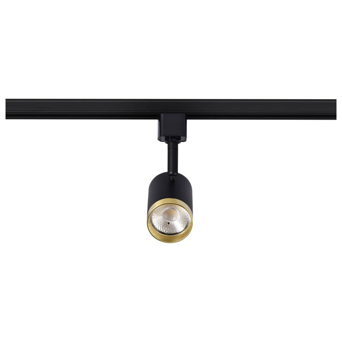 Track Head Nuvo TH637 12 Watt LED Small Cylindrical Track Head - 3000K - Matte Black and Brushed Brass Finish - H-Style Nuvo
