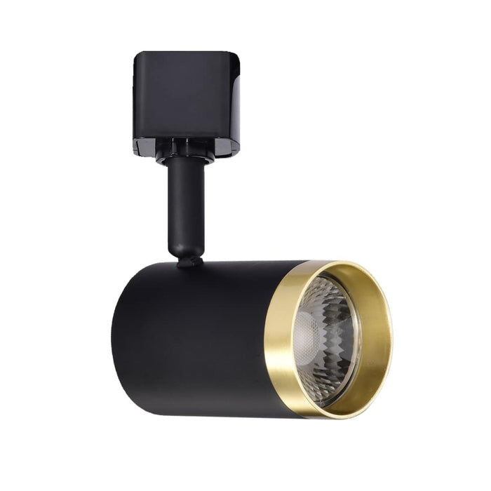 Track Head Nuvo TH637 12 Watt LED Small Cylindrical Track Head - 3000K - Matte Black and Brushed Brass Finish - H-Style Nuvo