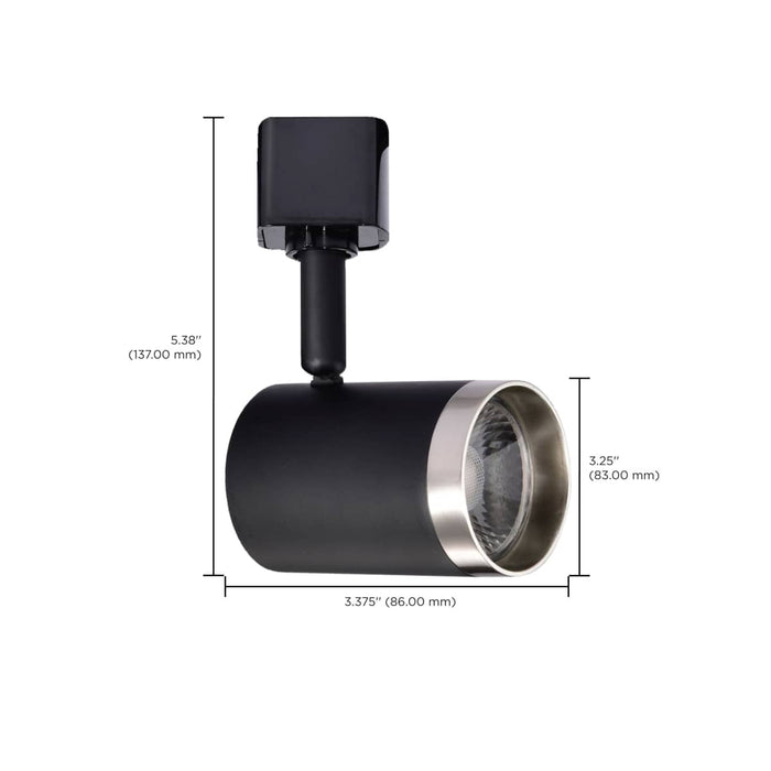 Track Head Nuvo TH638 12 Watt LED Small Cylindrical Track Head - 3000K - Matte Black and Brushed Nickel Finish - H-Style Nuvo