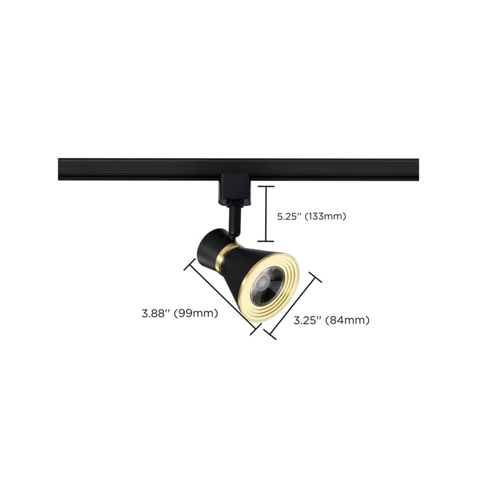 Track Head Nuvo TH643 12 Watt LED Cinch Track Head - 3000K - Matte Black and Brushed Brass Finish - H-Style Nuvo