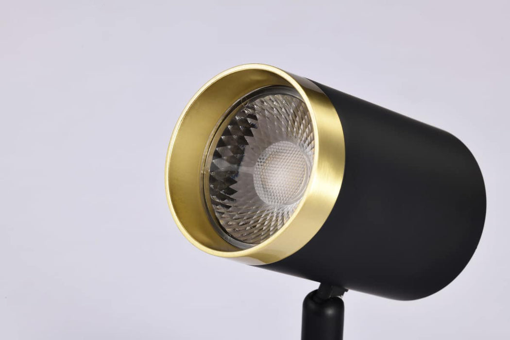 Track Head Nuvo TH647 12 Watt LED Small Cylindrical Track Head - 3000K - Matte Black and Brushed Brass Finish - H-Style Nuvo