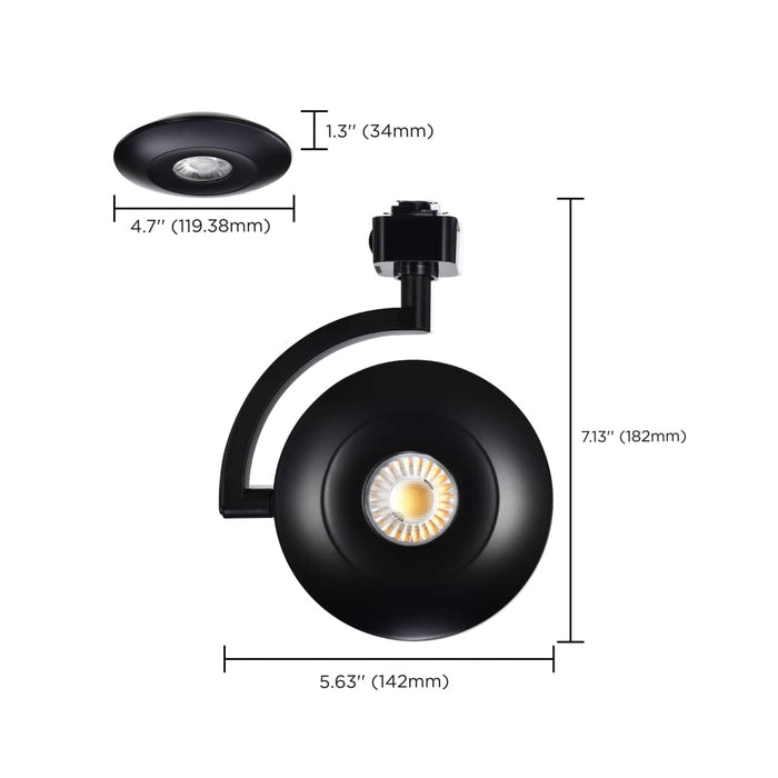 Track Head Satco TH671 Orb - 12 Watt LED H-Style Track Head - 3000K/4000K/5000K CCT Selectable - 24 Degree Beam Angle - Black Finish - 120 Volt - H-Style Satco