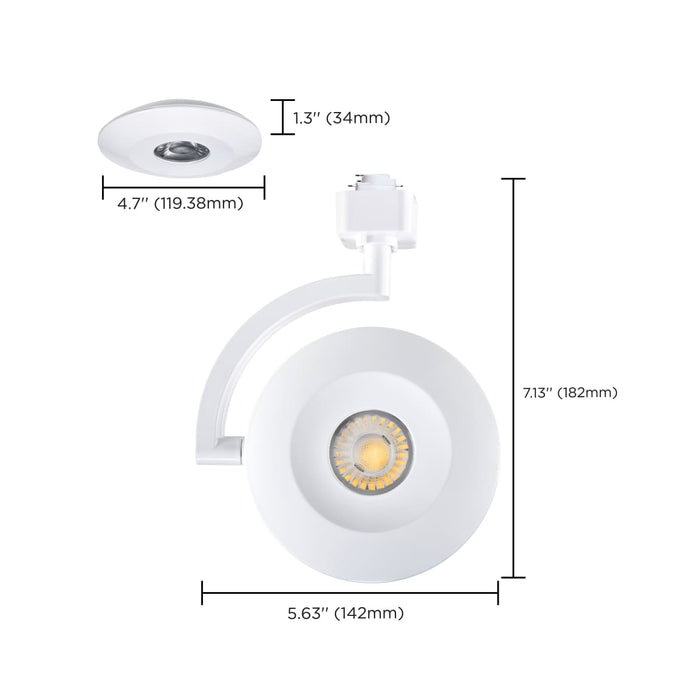 Track Head Satco TH673 Orb - 12 Watt LED H-Style Track Head - 3000K/4000K/5000K CCT Selectable - 36 Degree Beam Angle - White Finish - 120 Volt - H-Style Satco