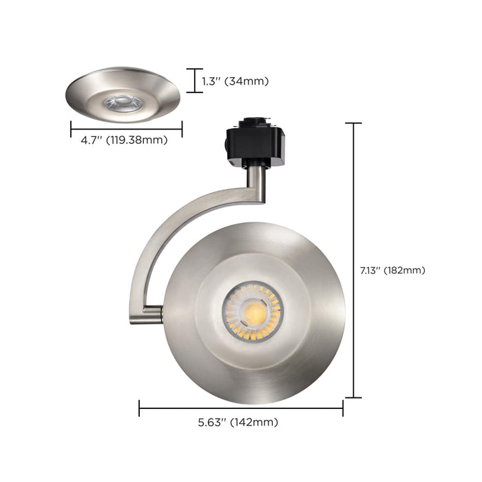 Track Head Satco TH675 Orb - 12 Watt LED H-Style Track Head - 3000K/4000K/5000K CCT Selectable - 36 Degree Beam Angle - Brushed Nickel Finish - 120 Volt - H-Style Satco