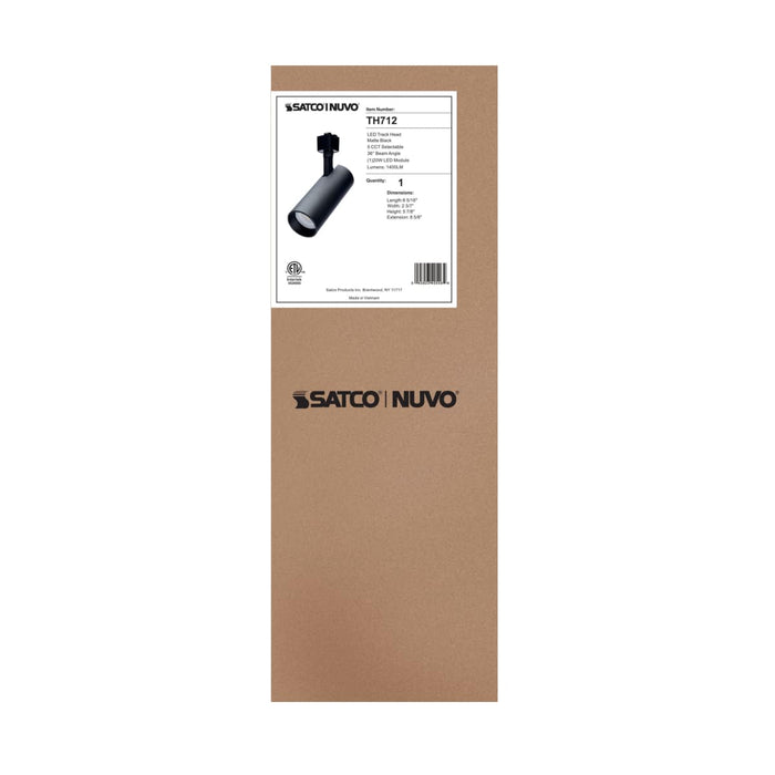 Track Head Nuvo TH712 20 Watt LED Track Head - 36 Degree Beam Spread - 5 CCT Selectable - Matte Black Finish - H-Style Nuvo