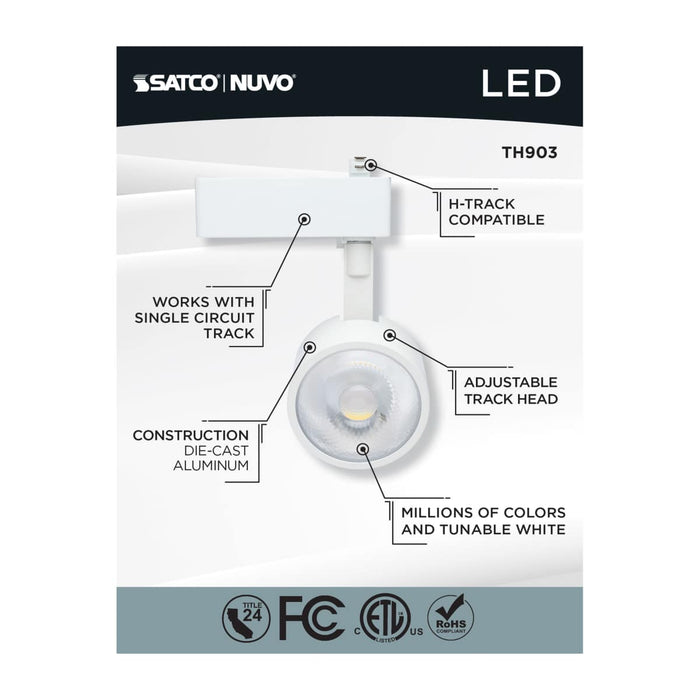 Track Head Nuvo TH903 12 Watt LED Track Head - Starfish Enabled - Round Shape - White Finish - 120 Volt - RGBTW - H-Style Nuvo