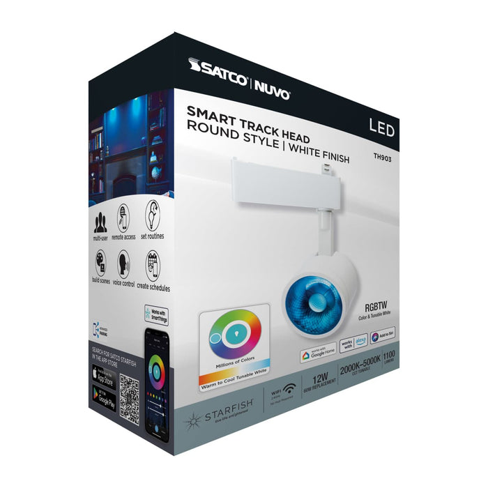 Track Head Nuvo TH903 12 Watt LED Track Head - Starfish Enabled - Round Shape - White Finish - 120 Volt - RGBTW - H-Style Nuvo