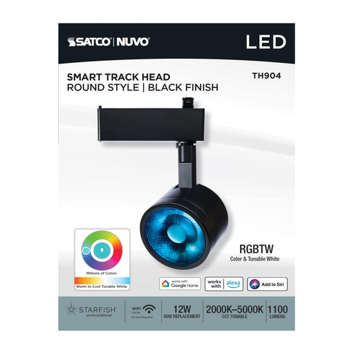 Track Head Nuvo TH904 12 Watt LED Track Head - Starfish Enabled - Round Shape - Black Finish - 120 Volt - RGBTW - H-Style Nuvo