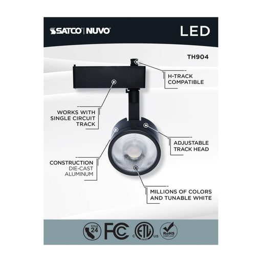 Track Head Nuvo TH904 12 Watt LED Track Head - Starfish Enabled - Round Shape - Black Finish - 120 Volt - RGBTW - H-Style Nuvo
