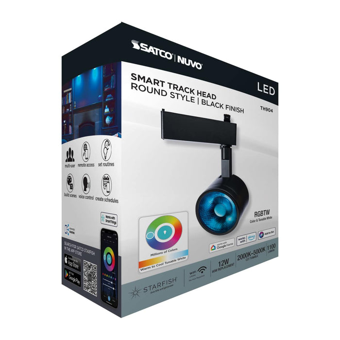 Track Head Nuvo TH904 12 Watt LED Track Head - Starfish Enabled - Round Shape - Black Finish - 120 Volt - RGBTW - H-Style Nuvo