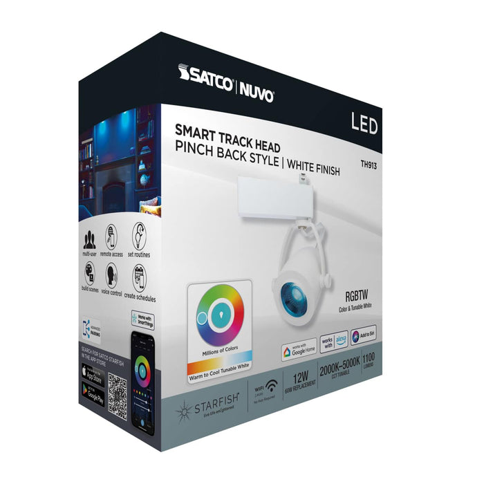 Track Head Nuvo TH913 12 Watt LED Track Head - Starfish Enabled - Pinch Back - White Finish - 120 Volt - RGBTW - H-Style Nuvo