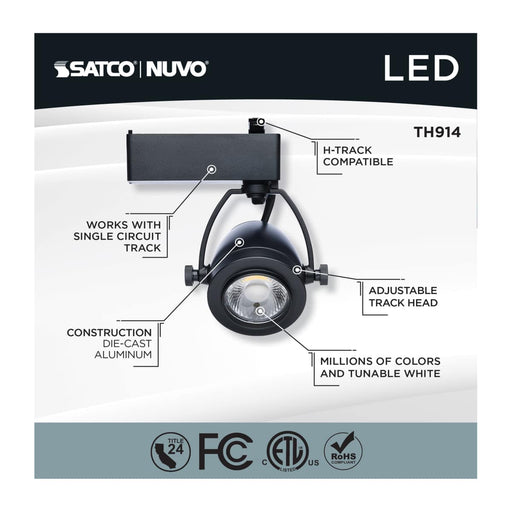 Track Head Nuvo TH914 12 Watt LED Track Head - Starfish Enabled - Pinch Back - Black Finish - 120 Volt - RGBTW - H-Style Nuvo