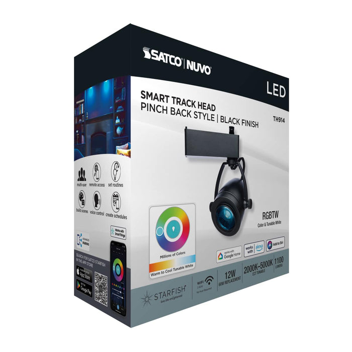 Track Head Nuvo TH914 12 Watt LED Track Head - Starfish Enabled - Pinch Back - Black Finish - 120 Volt - RGBTW - H-Style Nuvo