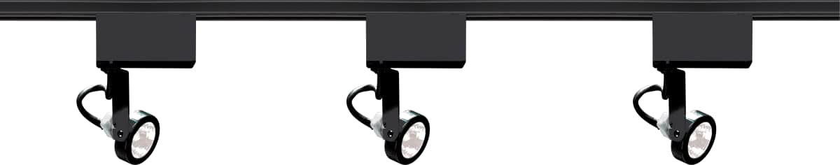 Track Kit Nuvo TK315 3 Light - MR16 - Gimbal Ring Track Kit - 4 foot Track - Low Voltage - Black - H-Style Nuvo