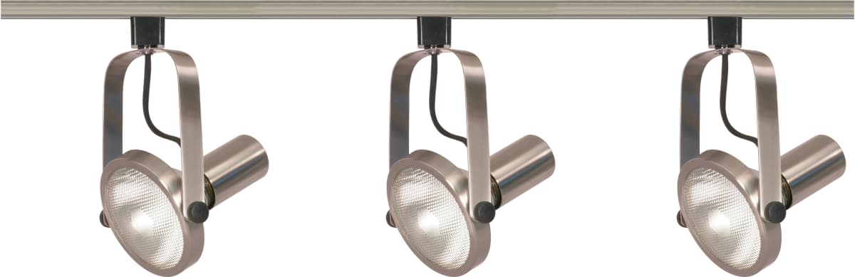 Track Kit Nuvo TK343 3 Light - PAR30 - Gimbal Ring Track Kit - 4 foot Track - Brushed Nickel - H-Style Nuvo