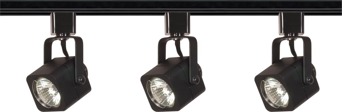 Track Kit Nuvo TK346 3 Light - MR16 - Square Track Kit - 4 foot Track - Line Voltage - Black - H-Style Nuvo