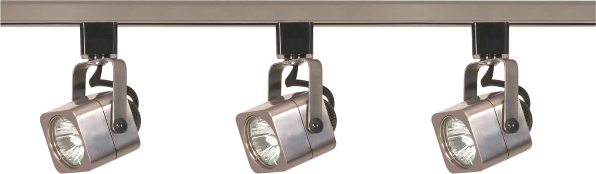 Track Kit Nuvo TK347 3 Light - MR16 - Square Track Kit - 4 foot Track - Line Voltage - Brushed Nickel - H-Style Nuvo