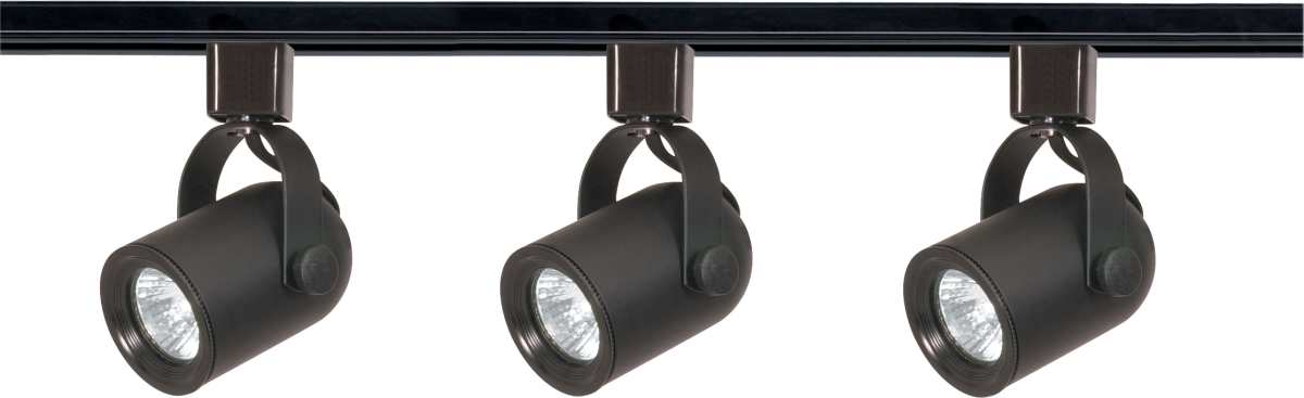 Track Kit Nuvo TK349 3 Light - MR16 - Round Back Track Kit - 4 foot Track - Line Voltage - Black - H-Style Nuvo