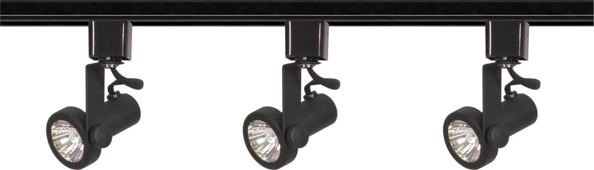 Track Kit Nuvo TK352 3 Light - MR16 - Gimbal Ring Track Kit - 4 foot Track - Line Voltage - Black - H-Style Nuvo