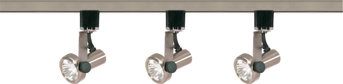 Track Kit Nuvo TK353 3 Light - MR16 - Gimbal Ring Track Kit - 4 foot Track - Line Voltage - Brushed Nickel - H-Style Nuvo