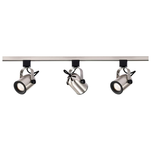 Track Kit Nuvo TK354 3 Light - MR16 - Round Back Track Kit - 4 foot Track - Line Voltage - Brushed Nickel - H-Style Nuvo