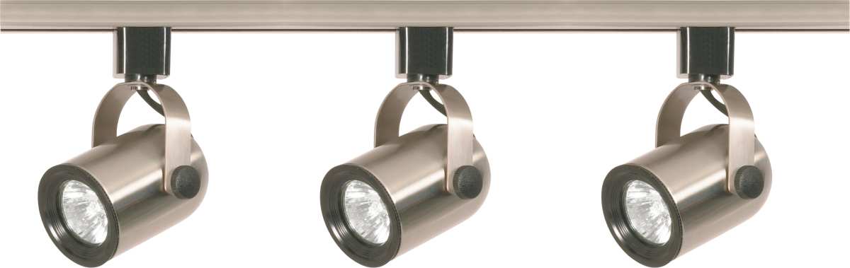 Track Kit Nuvo TK354 3 Light - MR16 - Round Back Track Kit - 4 foot Track - Line Voltage - Brushed Nickel - H-Style Nuvo