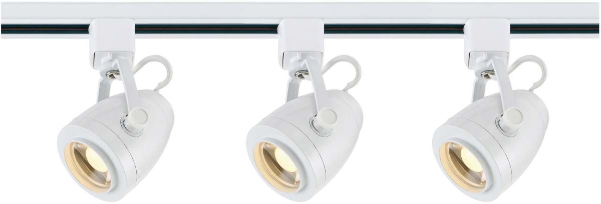 Track Kit Nuvo TK413 3 Light - Track Lighting Kit - 12 Watt LED per Head - 3000K - 4 foot Track - 36 degree - Pinch back shape - White finish - H-Style Nuvo